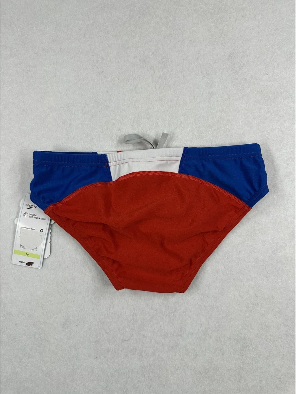 Speedo Eco Endurance Men's Size 30 Red, White, and Blue Swim Briefs